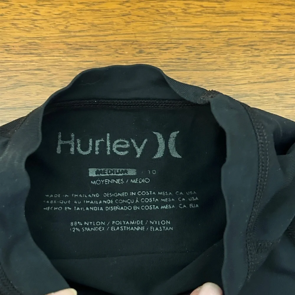 Hurley One and Only Youth Black Surf Rash Guard.  Medium